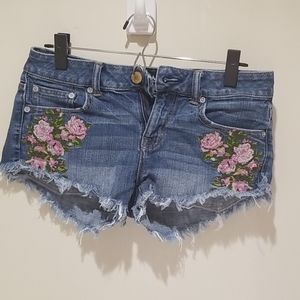 Embroidered cutoff denim shorts american eagle